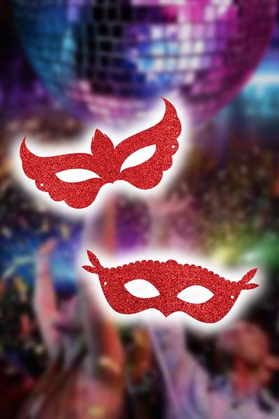 Artikel 2 Pack Red Children's Party Mask New Year's Party Mask, New Year's Accessory, Birthday Party Mask