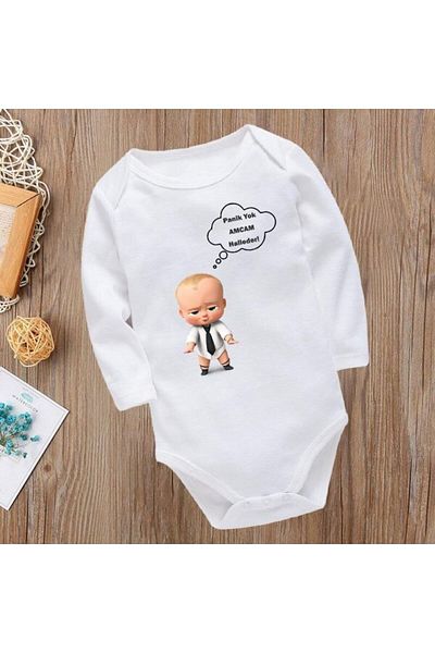 Yaprak Hediyelik No Panic, My Uncle Will Handle It Printed Baby Bodysuit