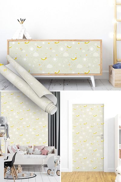 Dekoros Yellow Children's Room Adhesive Foil, Waterproof, Fun Shaped Table, Cabinet Covering Paper 1213
