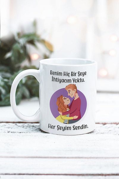 Yaprak Hediyelik كوب بتصميم عيد الحب أنا كل شيء