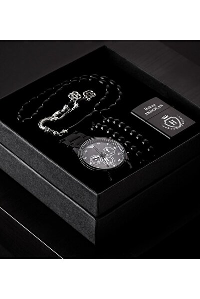 Yaprak Hediyelik Sevgililer Gününe Özel Saat Tesbih Bileklik Çakmak Kombin Seti