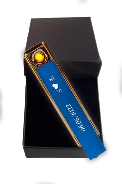 Yaprak Hediyelik Kişiye Özel Isim Baskılı Çakmak Şarjlı Usb'li Dokunmatik Elektronik Çakmak