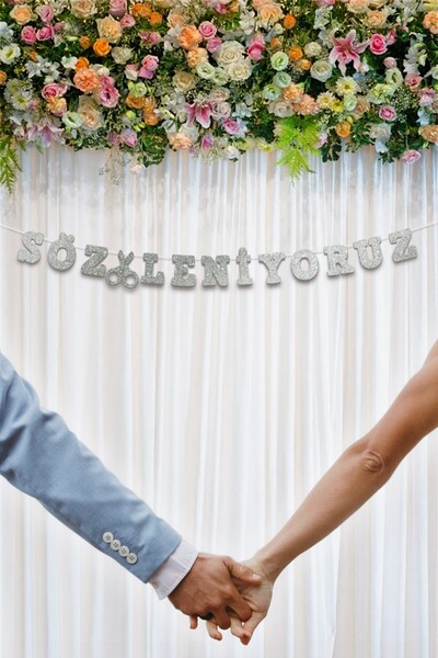 Artikel Gri Sözleniyoruz Yazılı Banner , Özel Gün, Davet Organizasyonu , Kına...