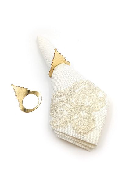 Artikel 6 Pieces Gold Christmas Tree, Pine Tree Pattern, New Year Decorative Napkin Ring, New Year Tableware Accessories