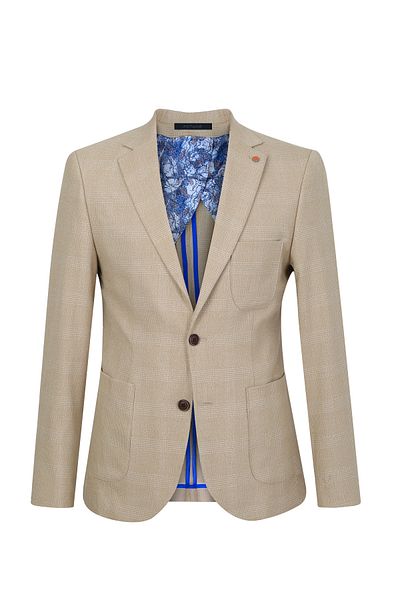 ACTUAL Μπεζ Blazer Slim Fit Μονό Μπουφάν - 7149 R3