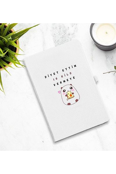 Yaprak Hediyelik I'm on a Diet to Lose 10 Kilos Printed White Notebook Agenda