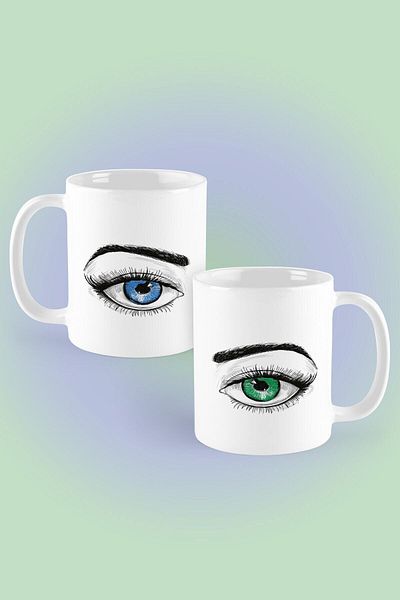 Yaprak Hediyelik كوب بتصميم عين خضراء وزرقاء