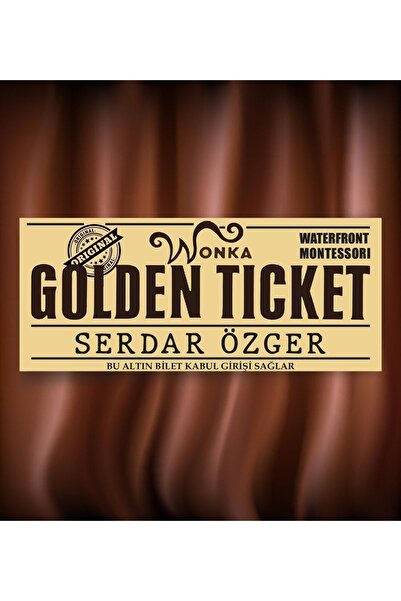 Yaprak Hediyelik Kişiye Özel Willy Wonka Altın Bilet