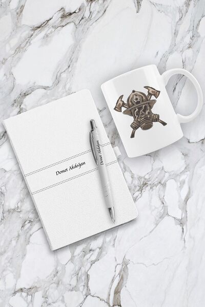 Yaprak Hediyelik Itfaiyecilik Haftası Tasarımlı Ajanda Kalem Kupa Set