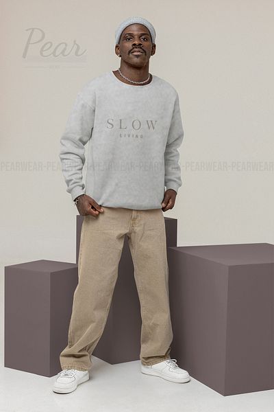 Pear Wear Ανδρικό φούτερ Oversize με στάμπα Slow Living