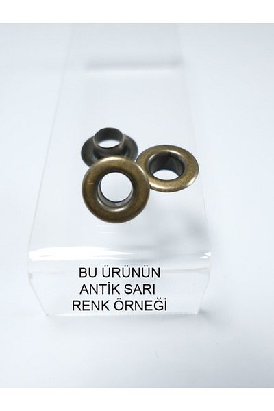 Klinkshop Size 18 Antique Yellow Eyelets - 4 Mm Material Package Without Attachments - 100 Pieces of Stainless Brass Eyelets