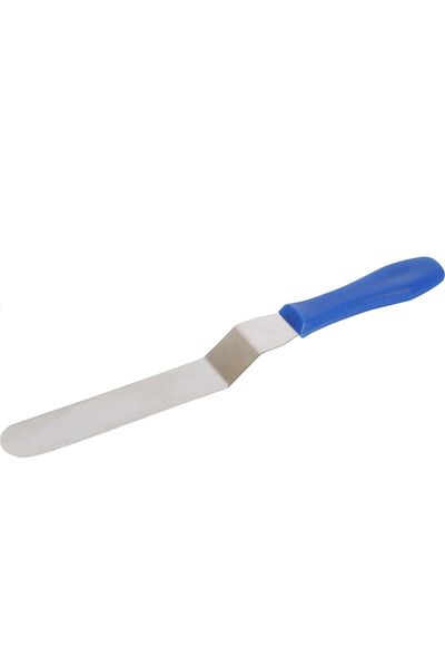 Milea Luxury Stainless Steel Spatula with Blue Handle Oblique Pastry Plastering Scraping Palette