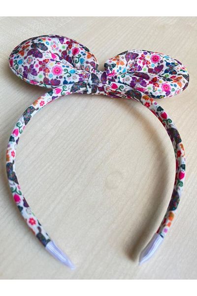 BERG White Butterfly Patterned Bow Crown