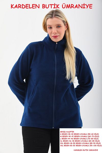 Kardelen Butik Ümraniye Indigo Blue Fleece Cardigan Unisex