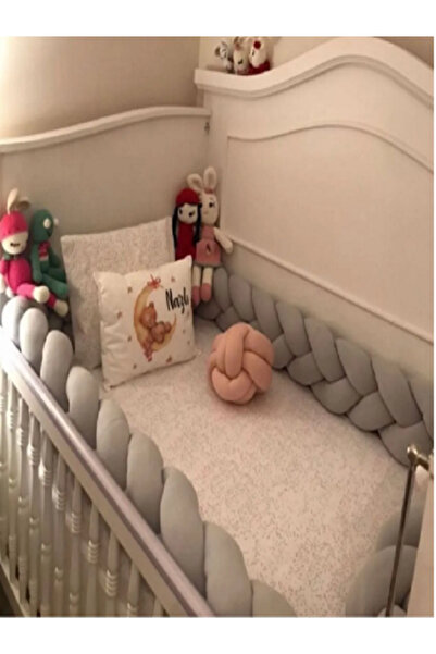 mee-like حماية محبوكة 360 سم 3 قطع موديل محبوك - مناسب لسرير الأطفال 60x120 أ...