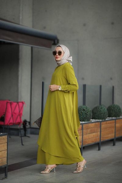 NS Moda Hijab Ayrobin Hera Dress Oil Green Model-508