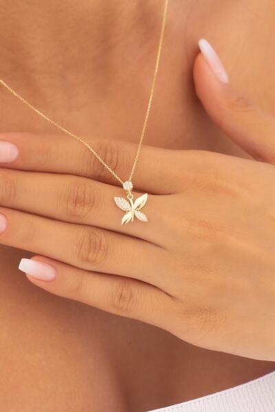 Goldium Jewellery 8 Ayar Altın Kelebek Kolye