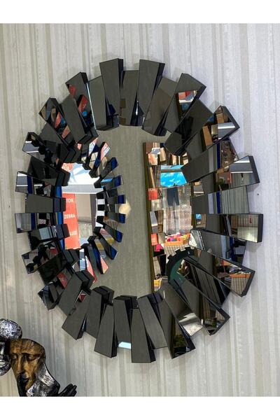 efe luxury Yuvarlak Piyano Ayna 80x80 Siyah-füme