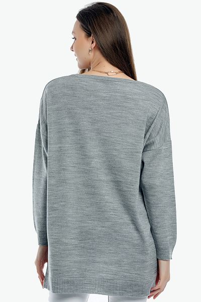 ALCHON V-neck Long T Sleeve Back Long Front Short Slit Loose Cut Seasonal Basic Loose Knitwear Sweater
