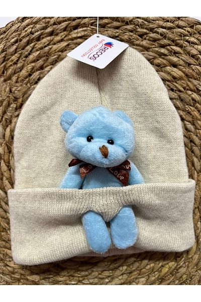 DESİGNER Beanie με αρκουδάκι (Beanie Bear Figure) Χειμερινό πολύχρωμο μπερέ