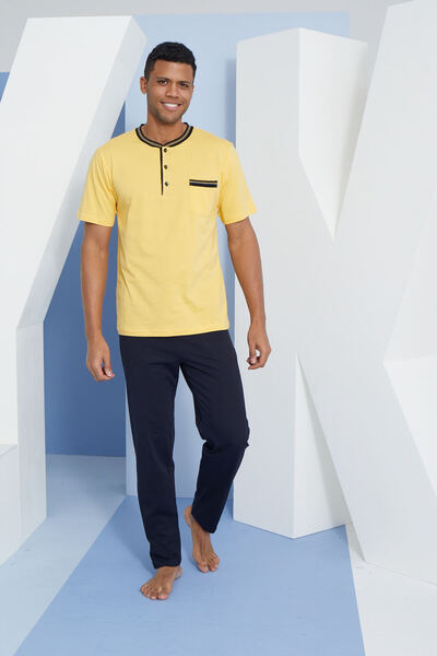 KLY بدلة بيجامة بياقة ميدي