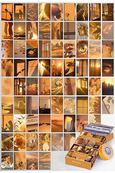 GUGUK Golden Hour Temalı 72 Adet Duvar Poster Seti, Özel Tasarım Kutulu, Oda Dekoru (GGK-K011)