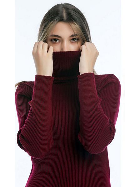 ALCHON Pulover de tricot subțire de sezon, tricot subțire, cu gât rigilat, mânecă lungă, cu nervuri, de bază, simplu, elegant