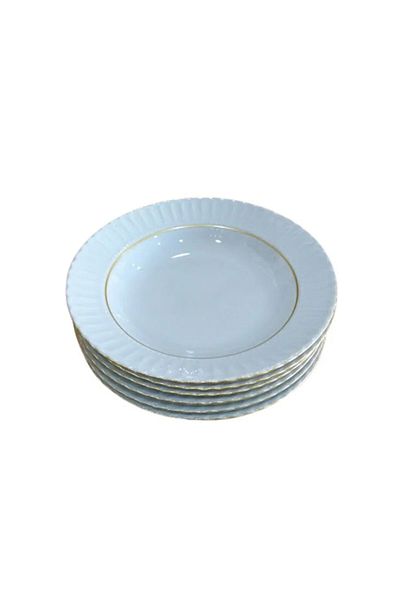 Kütahya Porselen 12 Pieces 19 cm - Porcelain Gold Gilt Pit Plate Dinner Plate