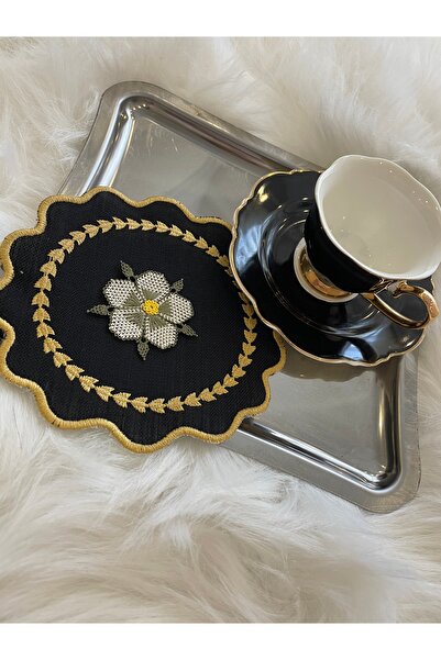 Acurmans İğne Oyası Çicekli Kahve Yanı Sunum Peçetesi