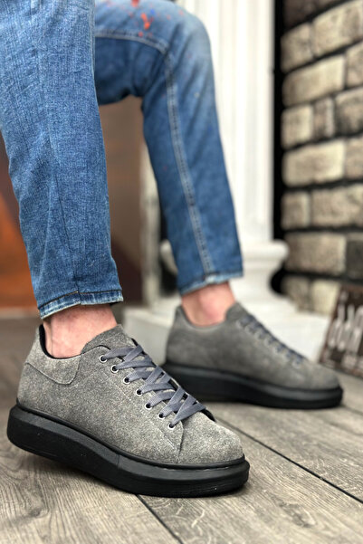 Rainon Store Gray Suede High Sole Men's Sneakers