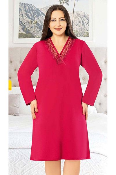 Ladytime Plus Size Lace Collar Long Sleeve Women's Nightgown 1610