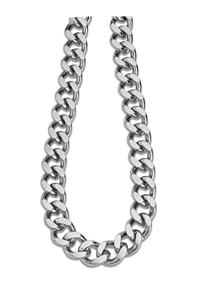 X-Lady Accessories Gümüş Renk Traşlı Zincir Paslanmaz Unisex Çelik Kolye 55 C...