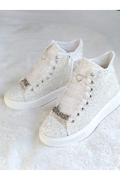Ayakkabı Tutkusu Stilo ® Pantofi Mireasa Sport Alb Sclipici Topuri Lungi Cu Fermoar Intern Pantofi Rochie Mireasa