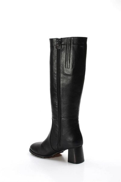 FAST STEP Cizme cu toc gros pentru femei Furry Black din piele naturală 064kza998