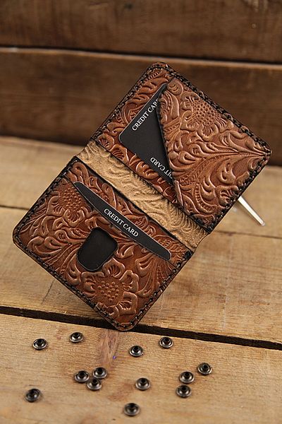 New Coast Leather 1900's Γνήσιο δέρμα Χειροποίητη Ανδρική Κάρτα με σχέδιο