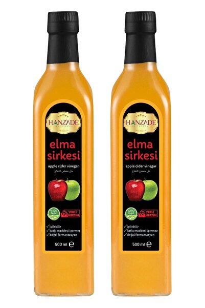 Hanzade Bitkisel Elma Sirkesi 500 ml X 2 Adet Doğal Fermante Içilebilir Saf C...
