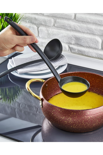 Sekiz8 Set of 2 Teflon Spatulas and Soup Ladles, Fireproof Non-Stick Practical Kitchen Serving Set