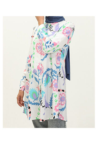 Elifsu Desenli Gömlek Tunik Salaş Kesim Oversize