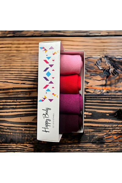 Happy Body Organic Women's 4-Piece Socket Striped Non-Squeezing Rubber Neon Color Special Boxed
