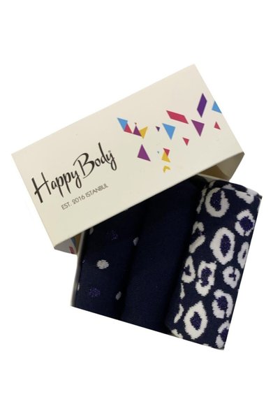 Happy Body Organic Glitter Women's 4-Piece Socket Patterned Thin Washed Fabric Non-Squeezing Rubber