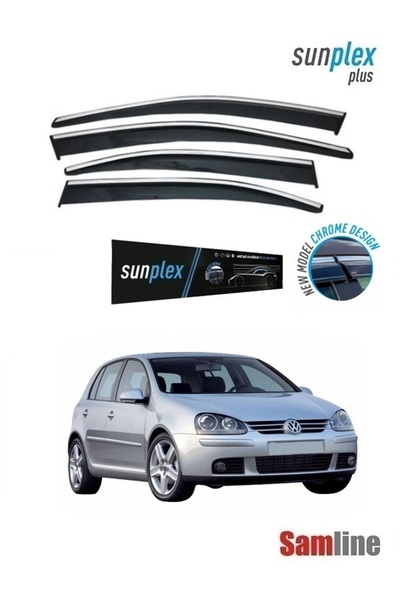 SUNPLEX Volkswagen Golf 5 (2005-2009) Krom Çıtalı Cam Rüzgarlığı Takımı-4 Cam...