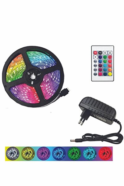Daxom Led 5 Mt Renkli Kumandalı Adaptörlü Çift Taraflı Bant Tak Çalıştır Rgb 20 Fonksyonlu Şerit