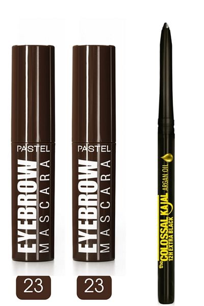 Pastel Maybelline New York - Eyebrow Mascara, 23 Dark Brown 2 Pieces + Extra Black Eye Liner