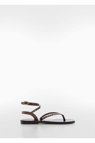 MANGO Woman Studded Leather Sandals