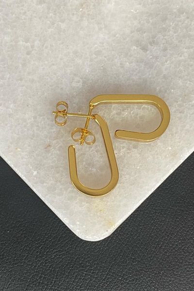 Jaida Moda Unisex 316l Surgical Steel Hook Gold Hoop Earrings