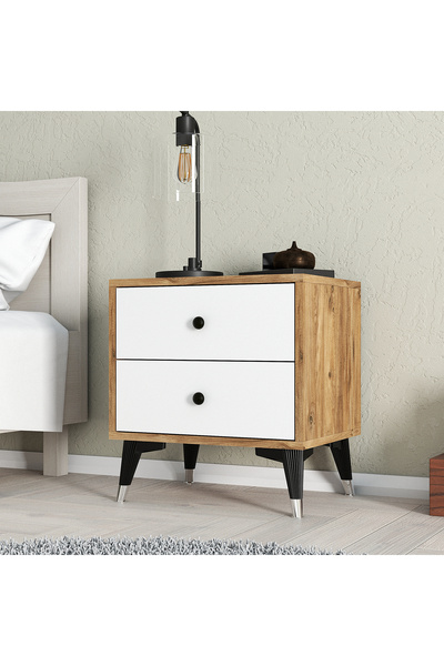 FUERMO Mila Komodin Çam-beyaz2 Çekmeceli