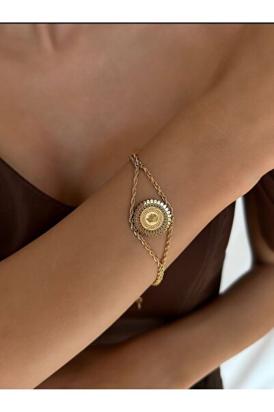 FLARF Stylish Steel First Class Bracelet with Ottoman Tour Pattern