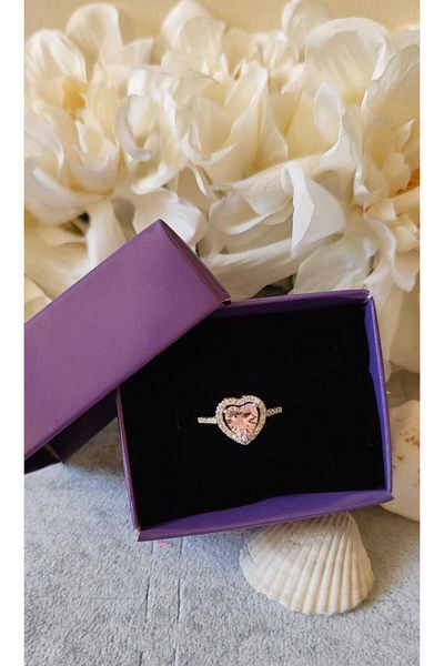 HKN AVM ACCESSORİES Pink Heart Adjustable Serious Relationship Ring - Gift Ring for Lover