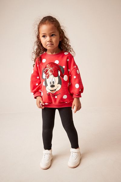 Next Baby Cotton Red Chrismast Themed Sweatshirt Tights Bottom Top Set