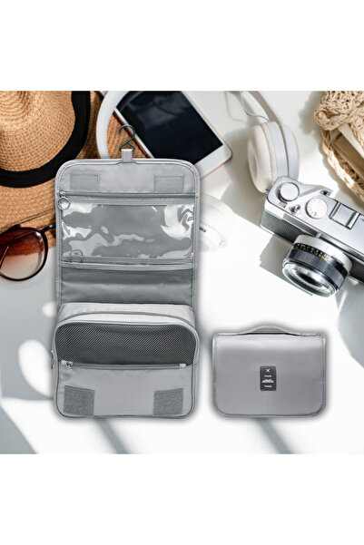 DEKOHOP Seyahat Traş Makyaj Kişisel Bakım Kozmetik Ürünleri Çok Bölmeli Organizer Çanta